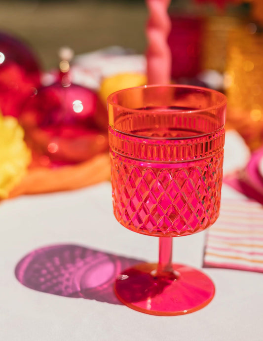 Růžová malinová plastová sklenice na nožce 270 ml