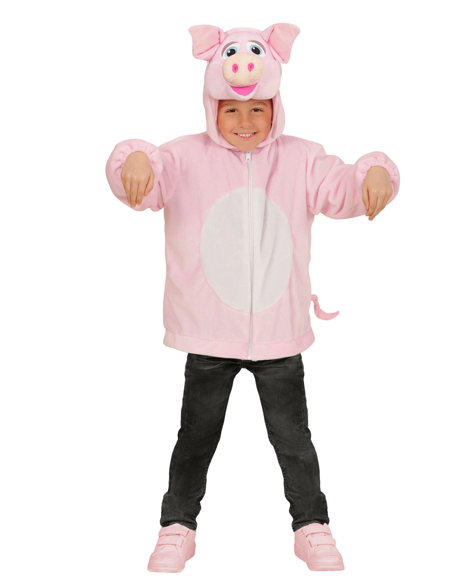 Dětská bunda s kapucí a motivem prasete