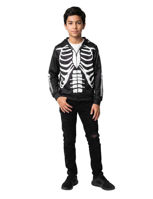 Veste à capuche imprimé squelette adolescent