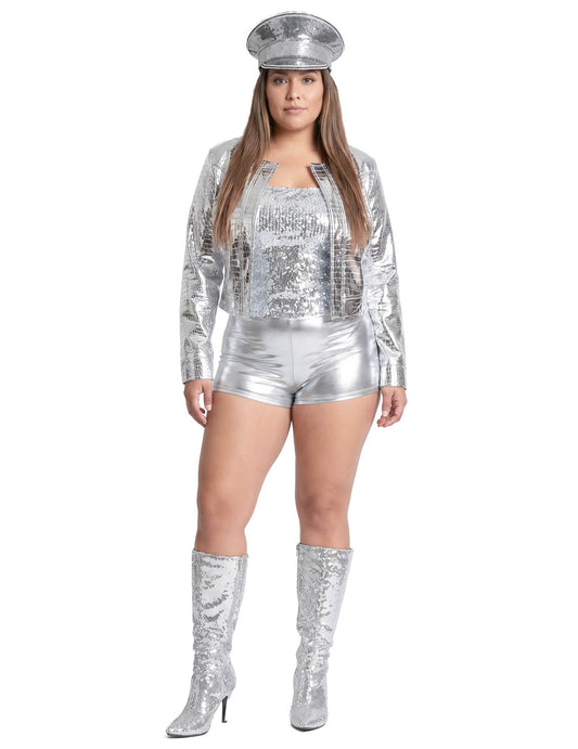 Dámská metalická krokodýlí bunda stříbrná