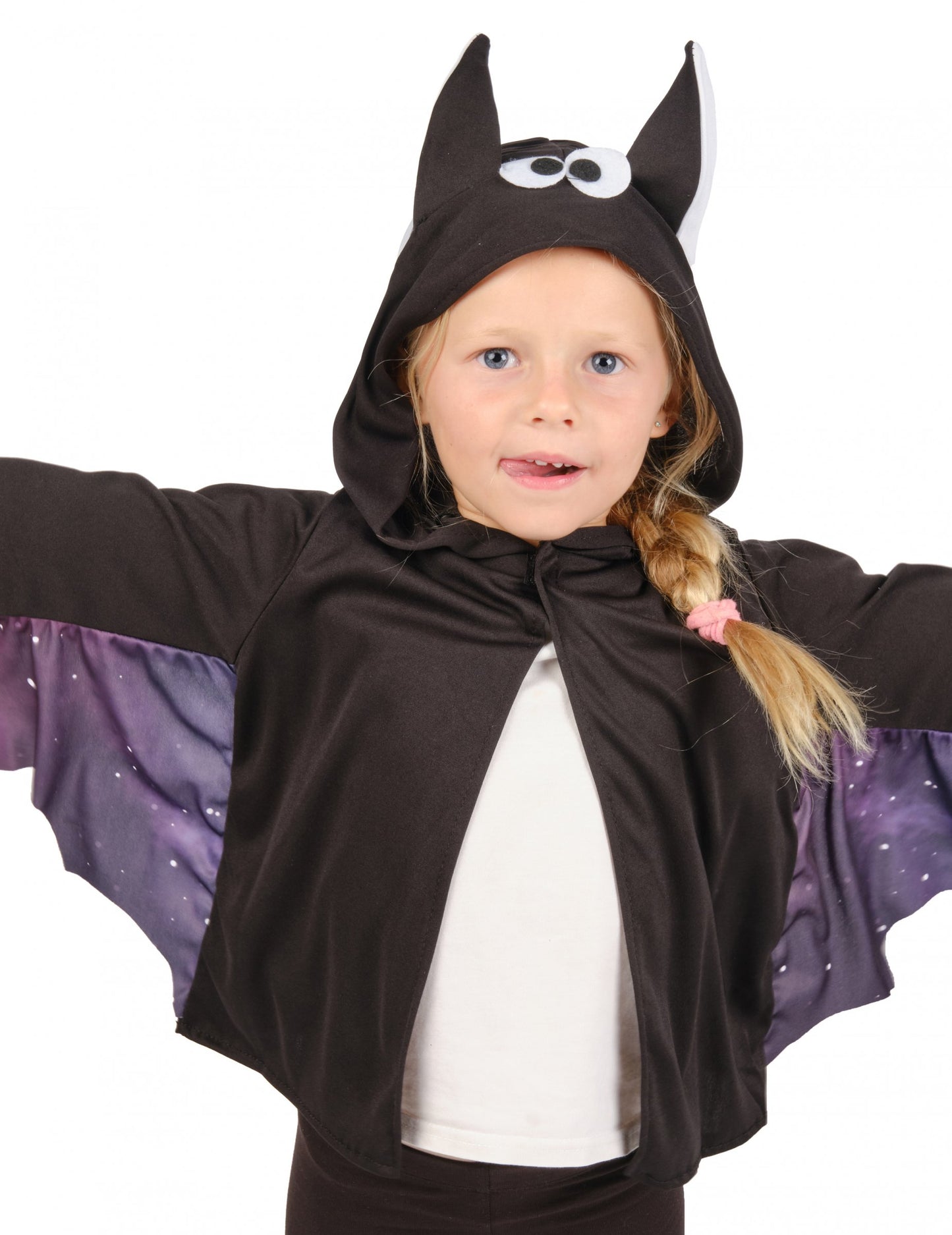 Dětská černofialová bunda s motivem netopýřích křídel