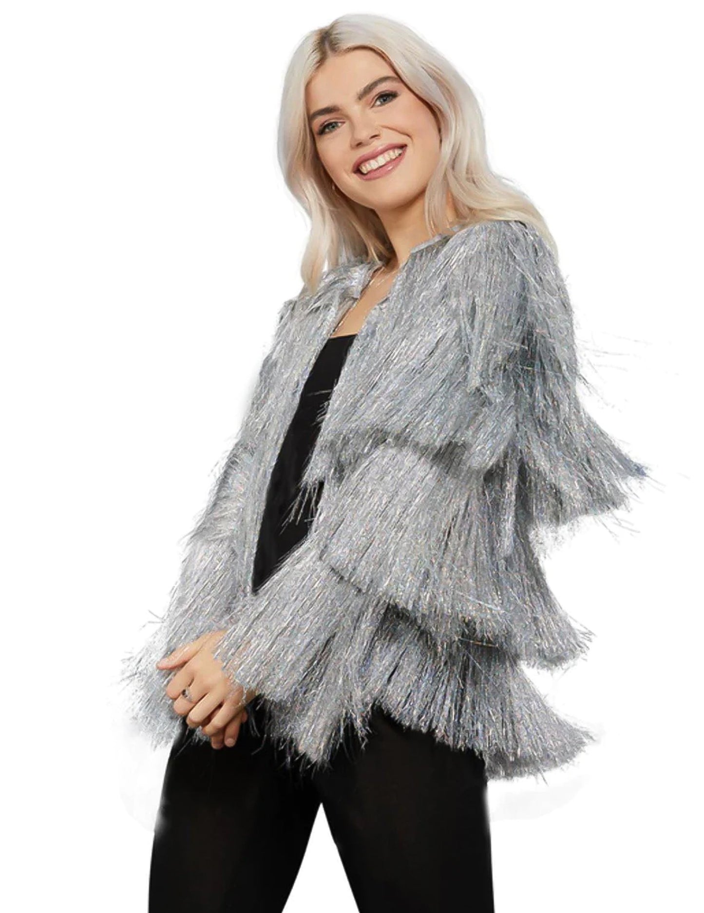 Festivalová bunda se stříbrnými třásněmi