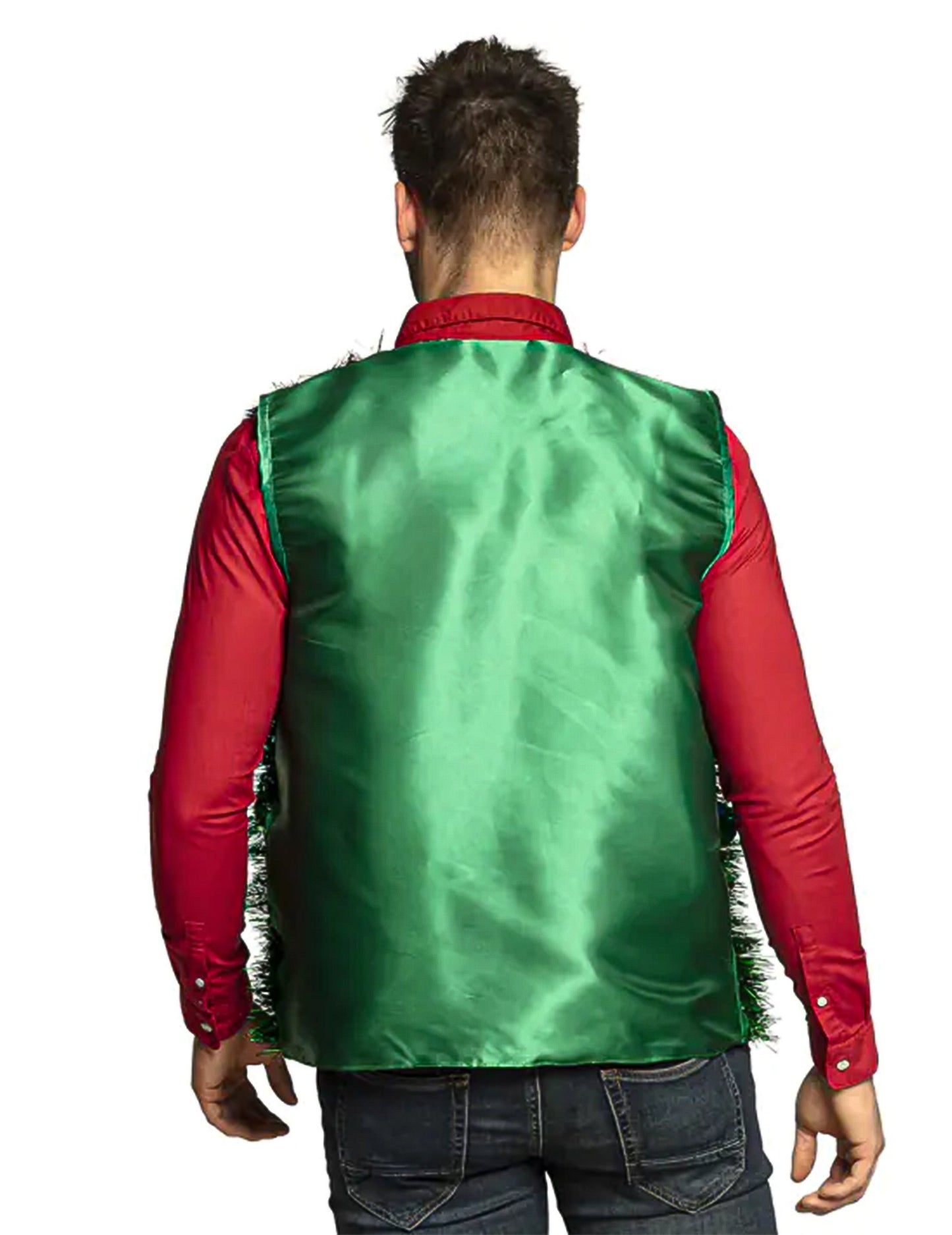 Zelená vánoční bunda pro dospělé s ozdobami