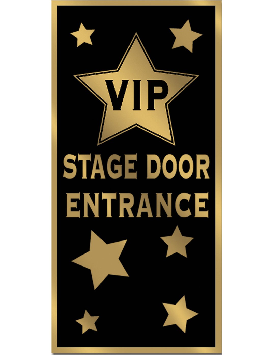 Černá a zlatá VIP dekorace na dveře s nápisy Stage Door Entrance a hvězdami