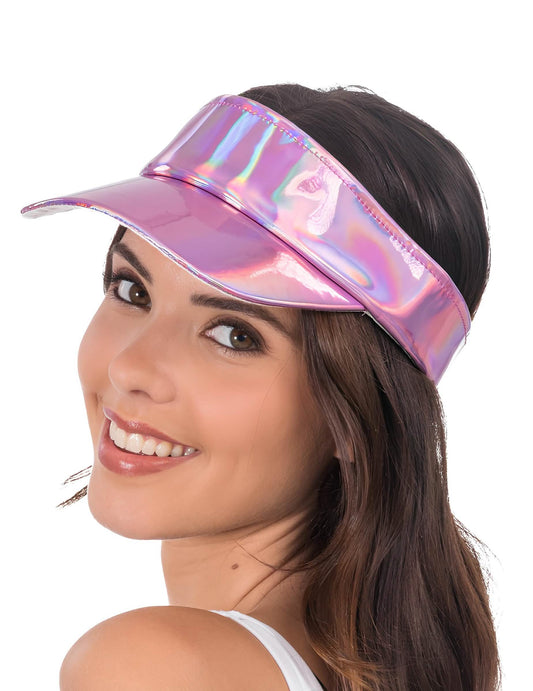Vue de profil de la visière irisée pour adulte