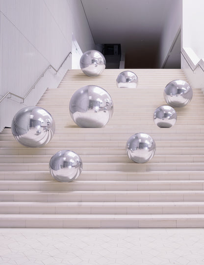 Stříbrná nafukovací zrcadlová koule 120 cm 