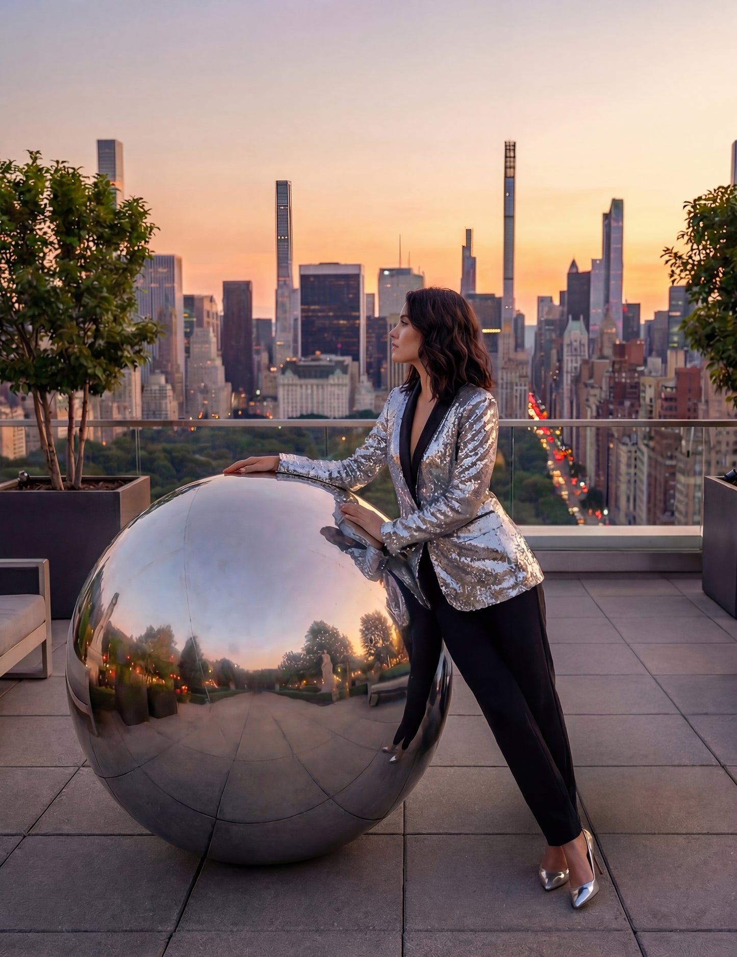 Stříbrná nafukovací zrcadlová koule 120 cm 