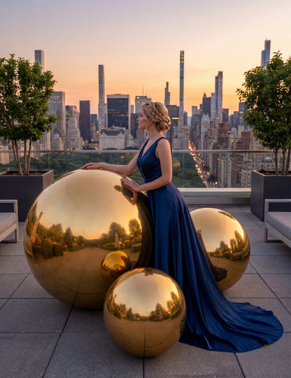 Nafukovací zlatá zrcadlová koule 120 cm 