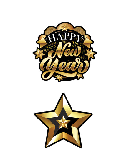 Šťastný nový rok kartonová girlanda černá a zlatá 3m