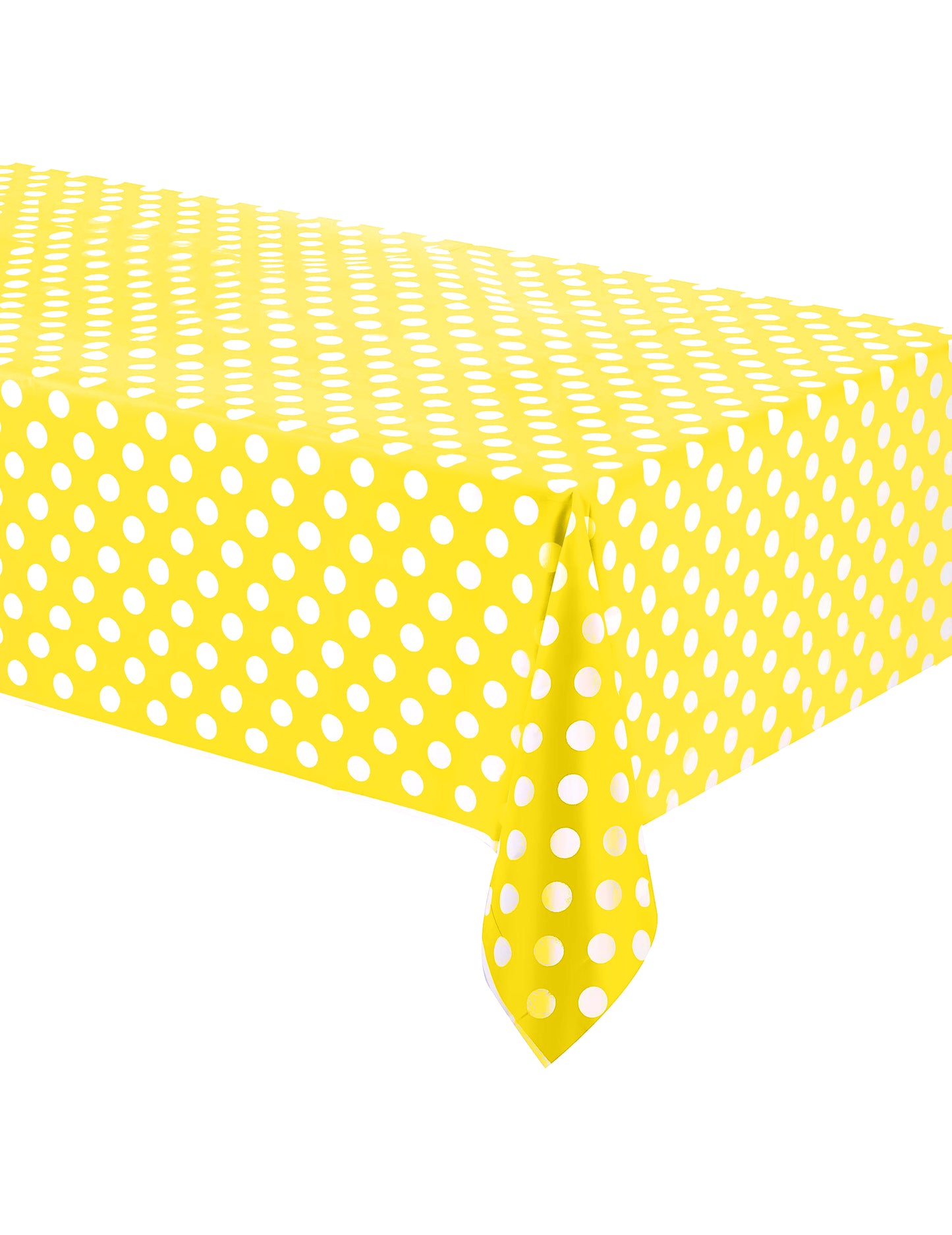 Žlutý plastový ubrus s bílými puntíky 1,37 x 2,74 m 