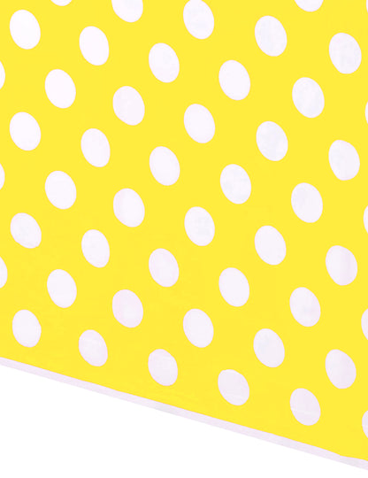 Žlutý plastový ubrus s bílými puntíky 1,37 x 2,74 m 