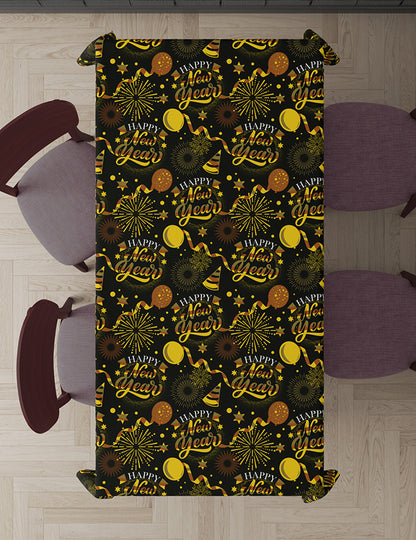 Ubrus pro šťastný nový rok černo-zlatý 1,37 x 2,74 m