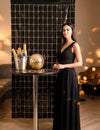 Rideau de carrés noires pour décoration de fête noir brillant
