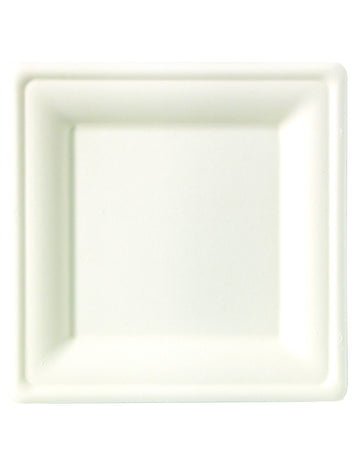 10 čtvercových plátů z třtinových vláken 26 x 26 cm bílé kompostovatelné