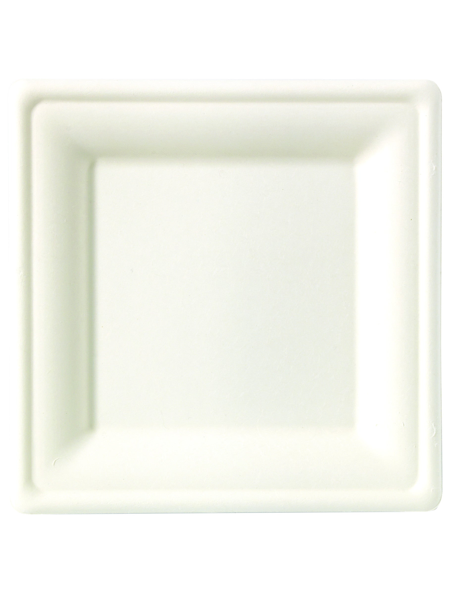 Assiettes carrées fibre de canne blanches compostables