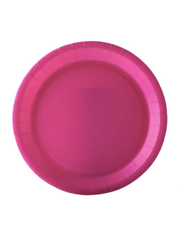 10 fuchsiových papírových talířů 22 cm bez plastů