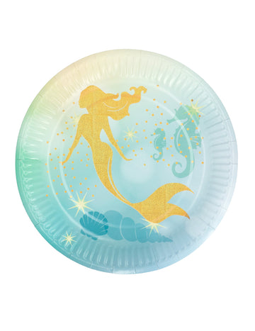 10 papírových talířů zlaté mořské panny 23 cm