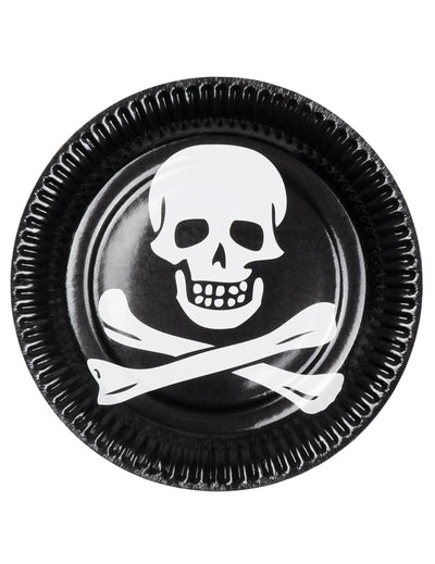 Assiettes tête de mort pour fête noir et blanc