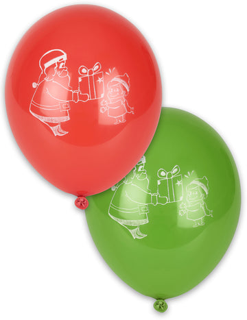 10 červených a zelených vánočních balónků 28 cm
