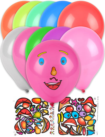 Ballons stickers visage pour enfant multicolores avec planches d'autocollants