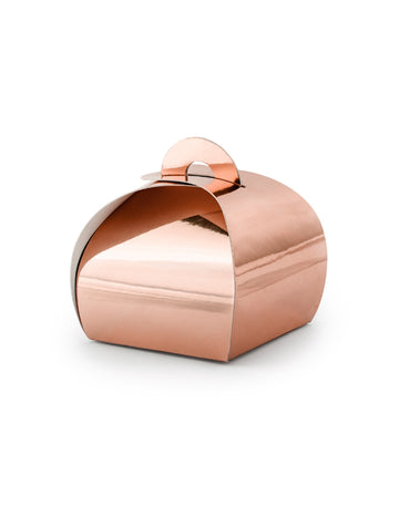 10 kovových růžovo-zlatých kartonových krabiček 6 x 5,5 cm