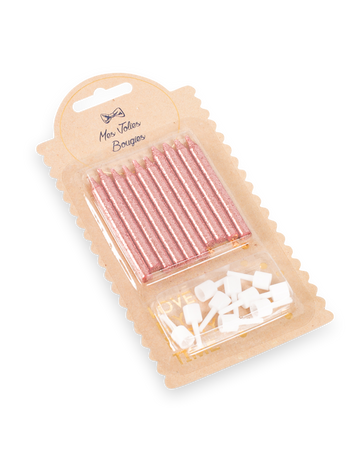 10 svíček s třpytivými růžemi z růžového zlata 6 cm narozeniny