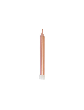 10 metalických růžovo-zlatých narozeninových svíček 7 cm