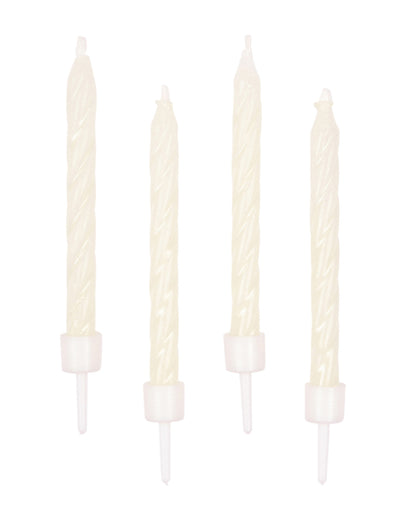 Bougies phosphorescentes pour fête blanches torsadées