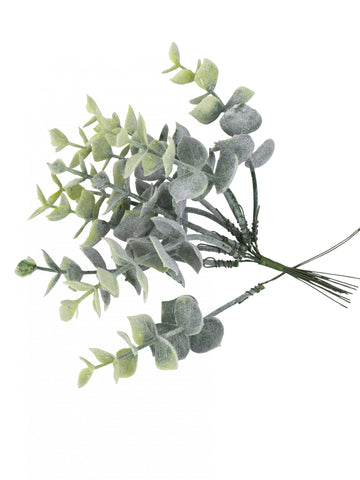 10 zasněžených větví eukalyptu na stonku 17 cm na svatbu