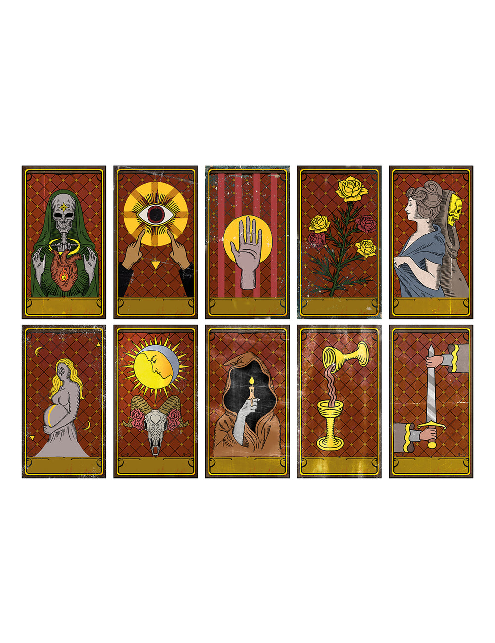 Détail des illustrations des 10 Cartes vaudou pour adulte illustrées