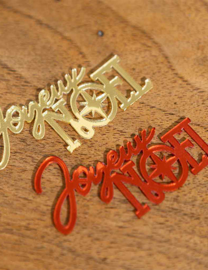 10 confettis Joyeux Noël rouge et or 6,5 x 3,5 cm