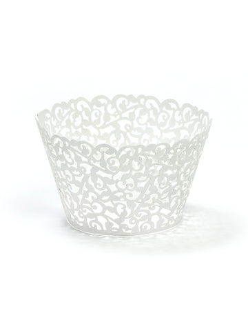 10 obrysů pro bílé krajkové košíčky 5,5 x 8,5 cm, svatební výzdoba