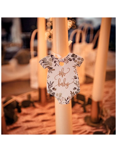 10 štítků s tělem oh baby zeleniny a zlata 5 x 6 cm se stuhou