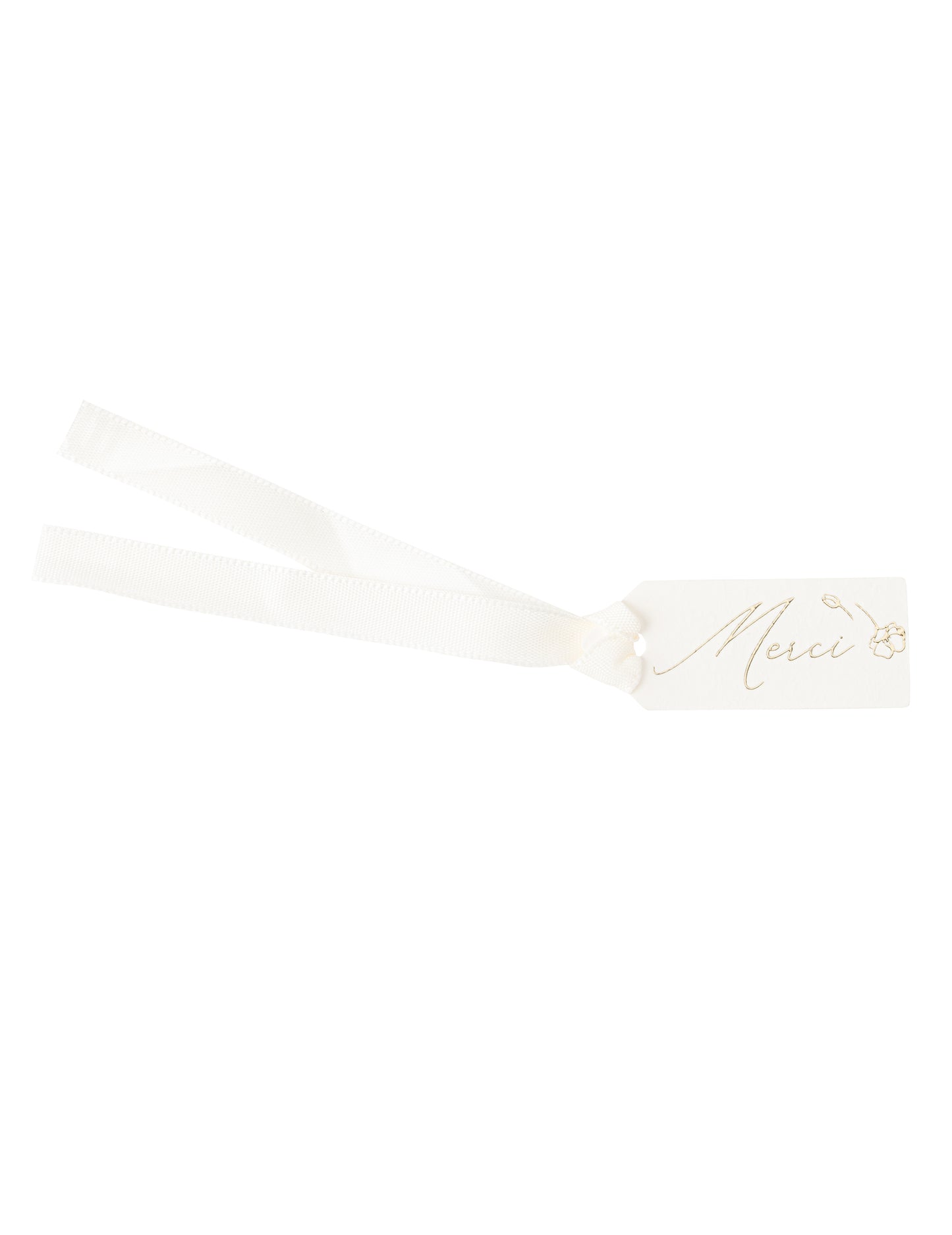 Étiquettes merci fleurs pour baptême blanches et dorées