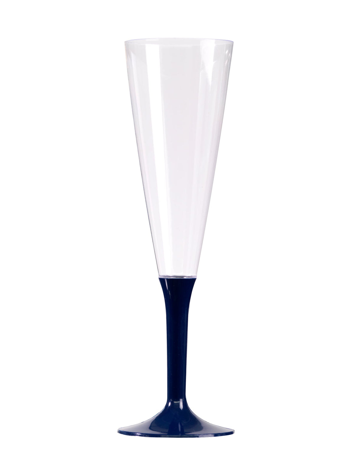 Flûte à champagne avec pied bleu marine en plastique