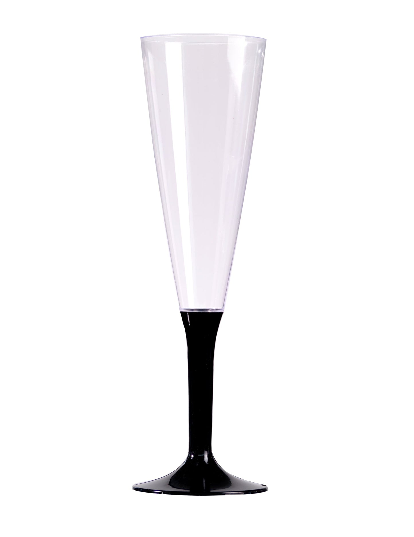 Flûte à champagne pour fête transparente avec pied noir