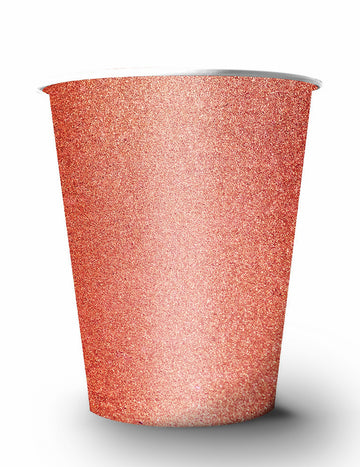 10 amerických třpytivých kelímků, recyklovatelný karton, růžové zlato, 53 cl