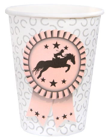 10 kartonových kelímků pro jízdu na koni 7,8 x 9,7 cm vzor podkovy