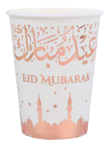 10 eid mubarak růžové zlato kartonové kelímky 27 cl na eid