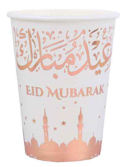 10 eid mubarak růžové zlato kartonové kelímky 27 cl na eid