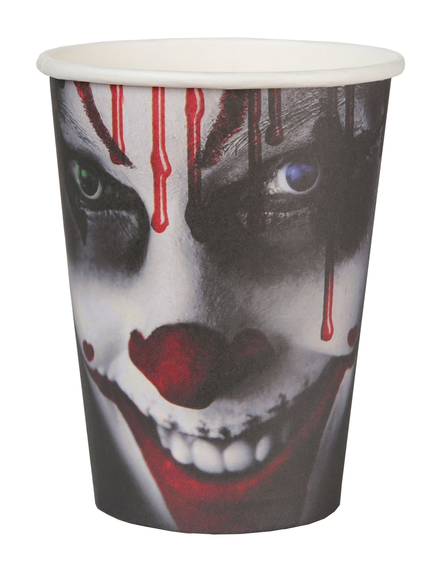 Gobelets en carton Happy Halloween clown effrayant pour fête noir avec visage ensanglanté
