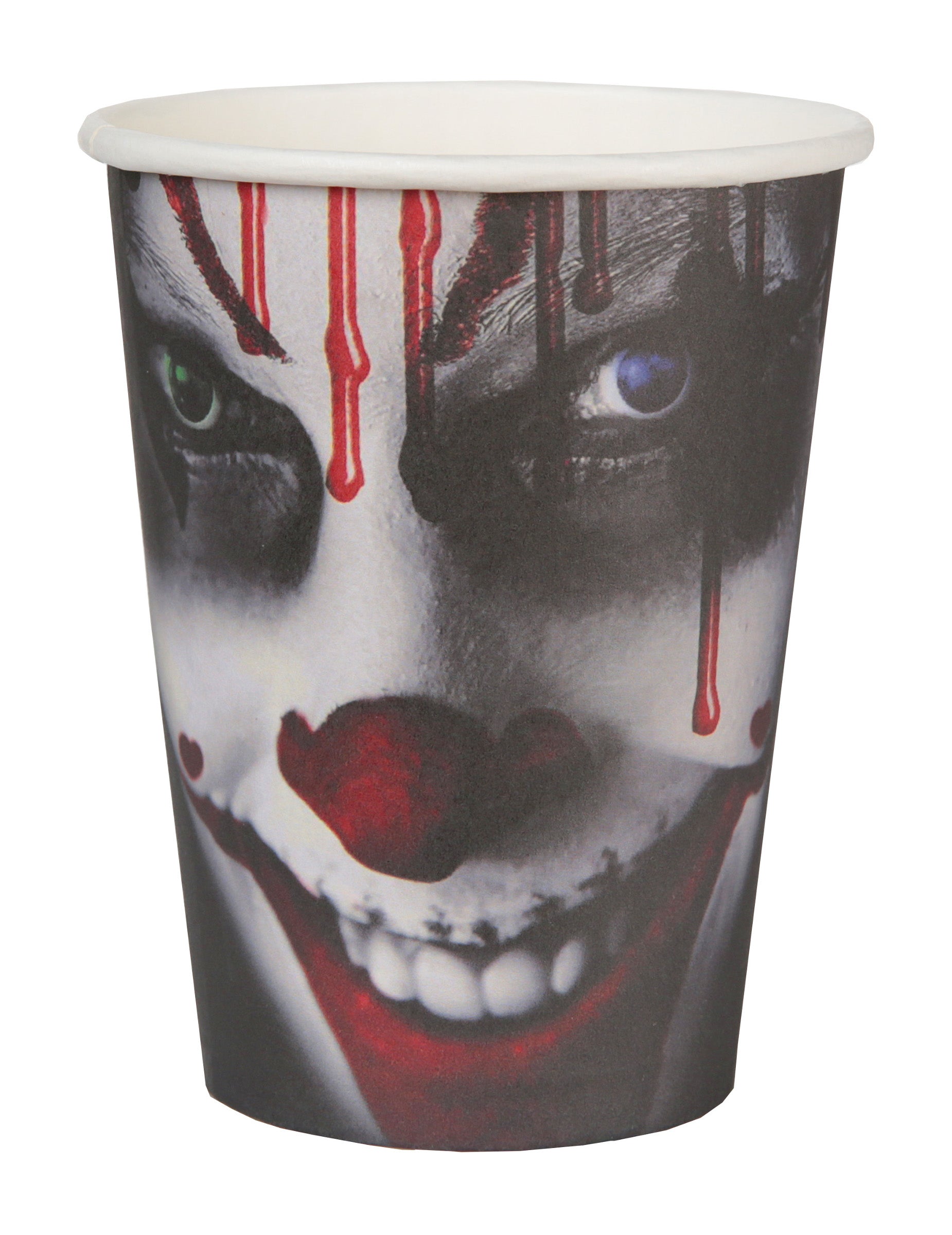 Gobelets en carton Happy Halloween clown effrayant pour fête noir avec visage ensanglanté