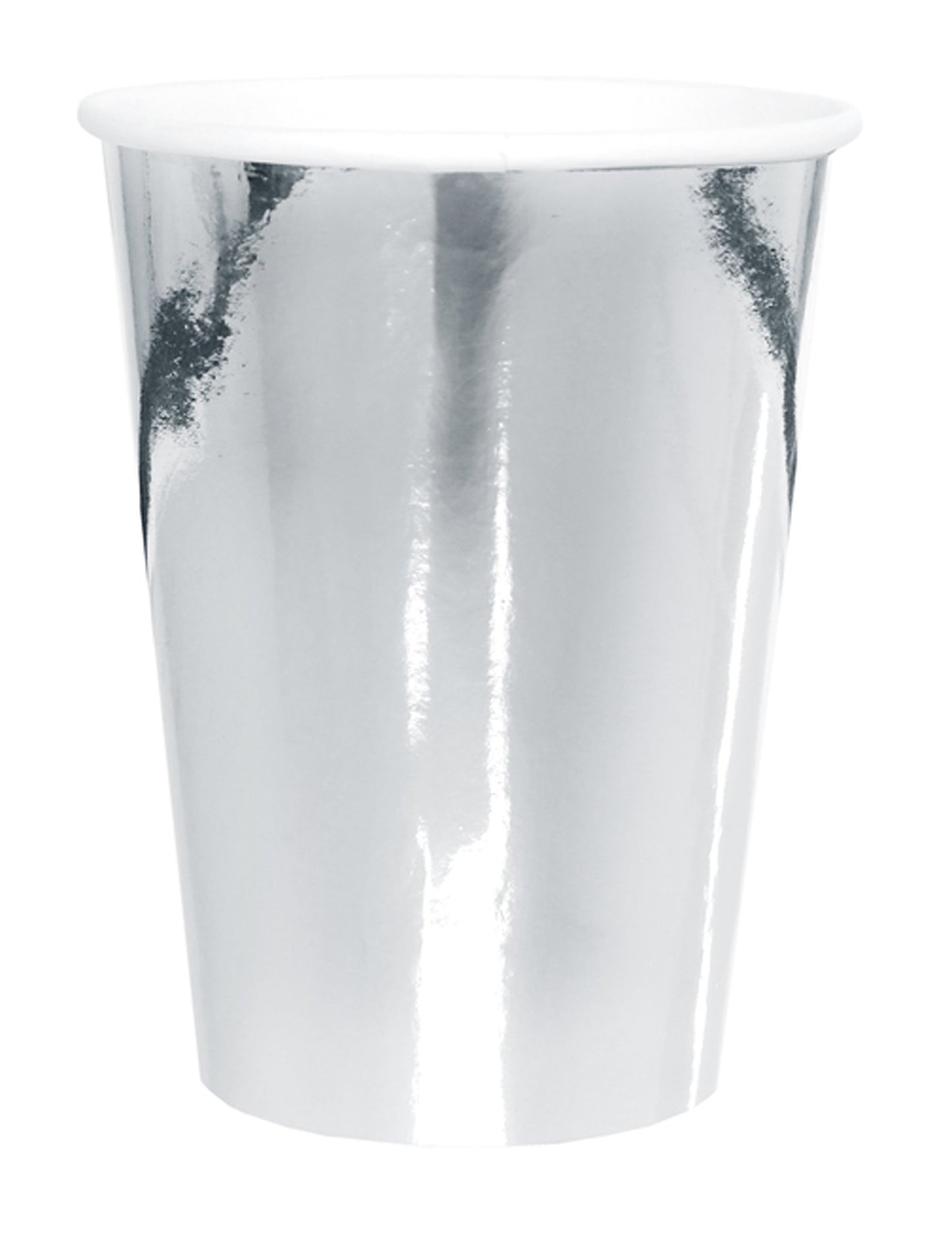 10 stříbrných metalických kartonových kelímků o objemu 25 cl