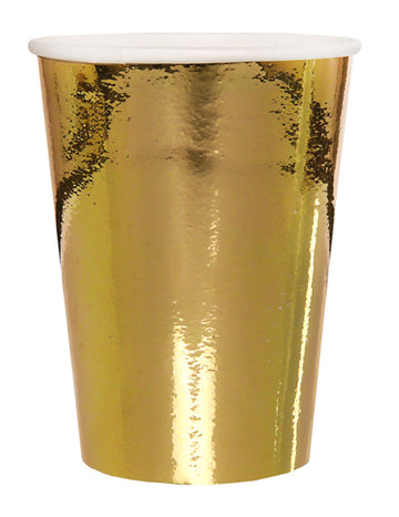 10 zlatých metalických kartonových kelímků o objemu 25 cl