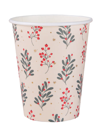 10 vánočních cesmínových kelímků 27 cl v kartonu