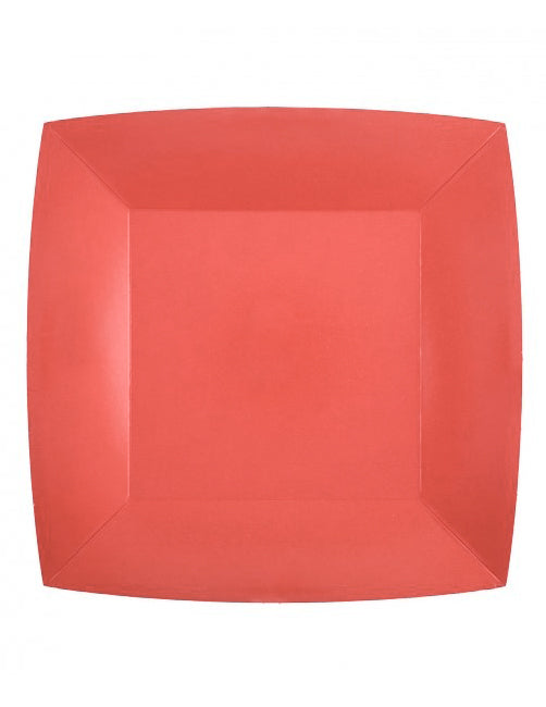 Assiettes carrées en carton originales pour fête rouge