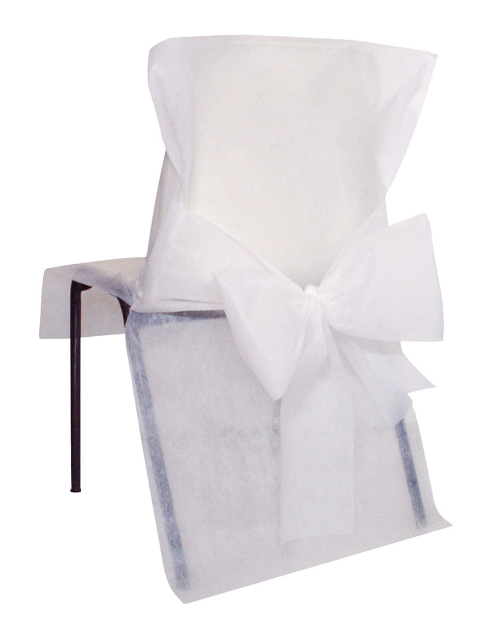 Housse de chaise premium blanche en intissé à nœuds