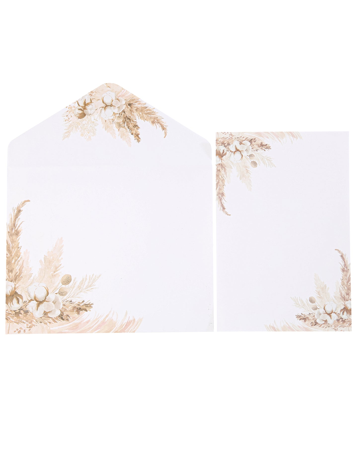 10 pozvánek pampas a bavlněné květy 10 x 15 cm s obálkami 