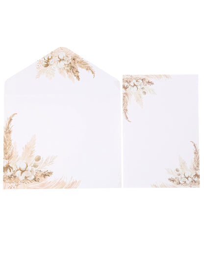 10 pozvánek pampas a bavlněné květy 10 x 15 cm s obálkami 