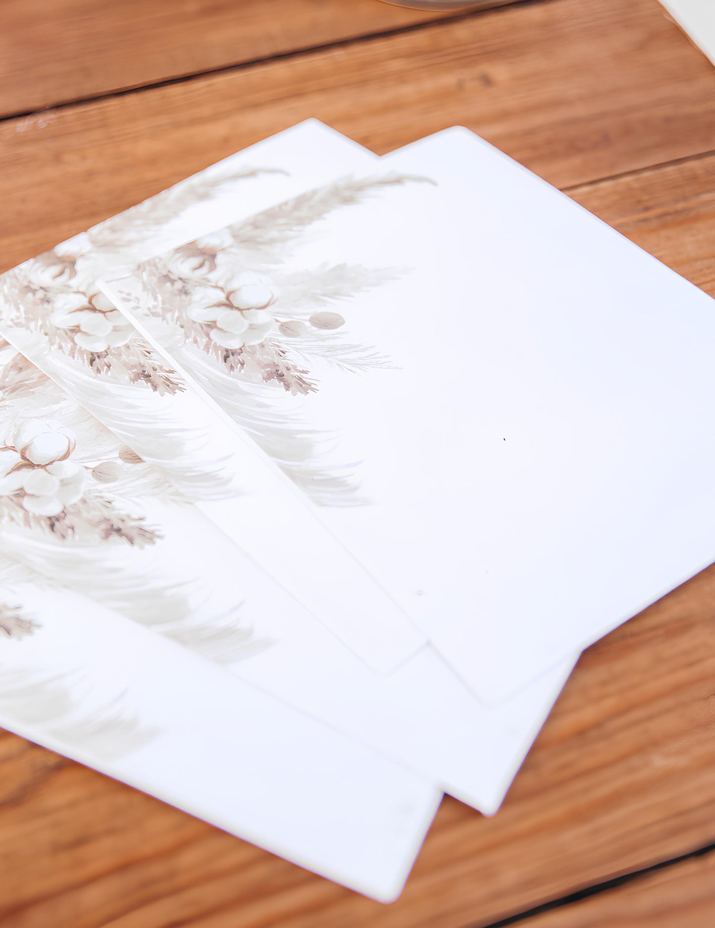 10 pozvánek pampas a bavlněné květy 10 x 15 cm s obálkami 